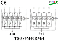 40kA τύπος - 1 SPD - 3 κατηγορία Ψ 150Vac προστάτη 385v κύματος φάσης - 440Vac